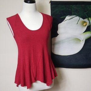 Heather Cap Sleeve Shark Bite Hem Top